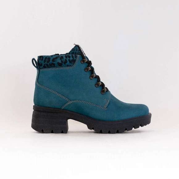 NEW DROMEDARIS women's karlie lace-up ankle boot in teal/leo - Picture 2 of 4